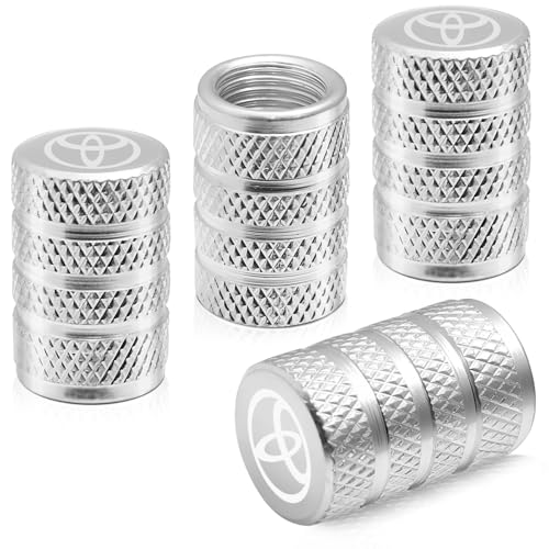 Sondsilen Air Valve Caps for Car Motorcycle Tire Valve Caps 4 Pack Silver Aluminum