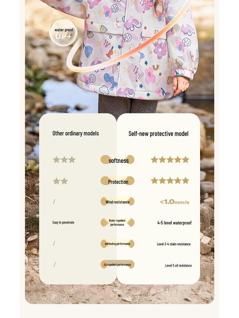 [Antibacterial] Jerry Baby Girls' Fleece-Lined Three-Proof Jacket - Warm Baby Fleece Top