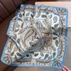 70x70cm Lightweight Cotton Silk Square Scarf With Boho Floral Print Breathable Neck Wrap Women