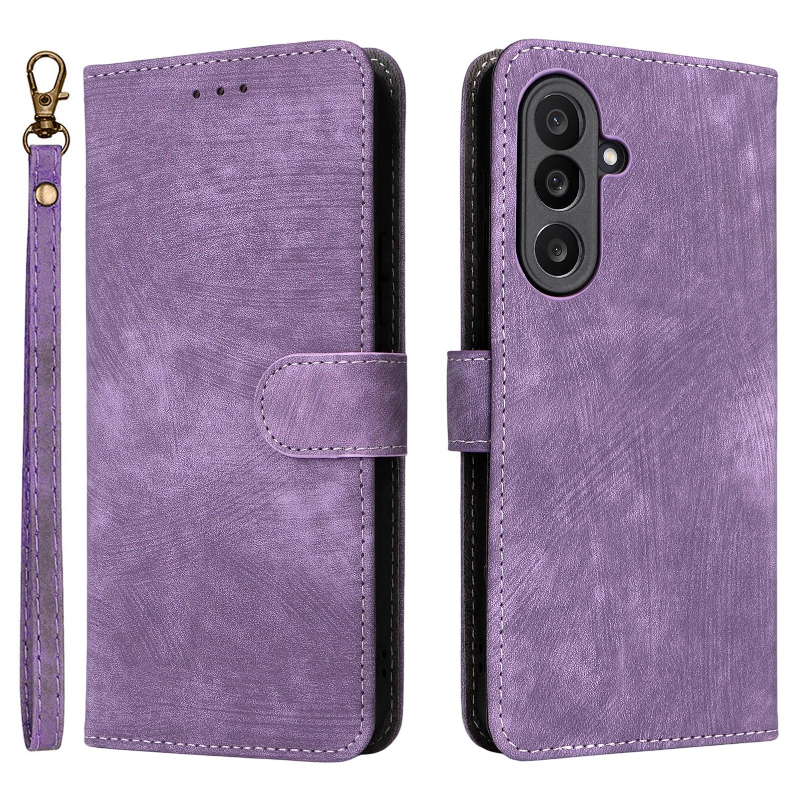 

For Samsung Galaxy M56 5G Case Wallet RFID Blocking PU Leather Phone Cover Stand with Strap Purple