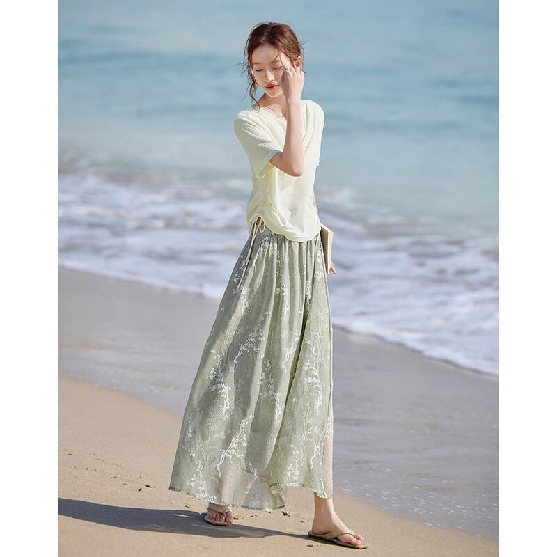 Shang Jing Women's French Romantic Resort Two-Piece Skirt Set