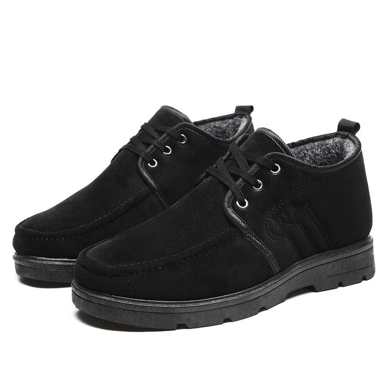 Winter Velvet Thickened Large Cotton Shoes Men's Outdoor Non-slip Soft-soled Snow Boots To Keep Out the Cold, Middle-aged and Elderly Cotton Shoes