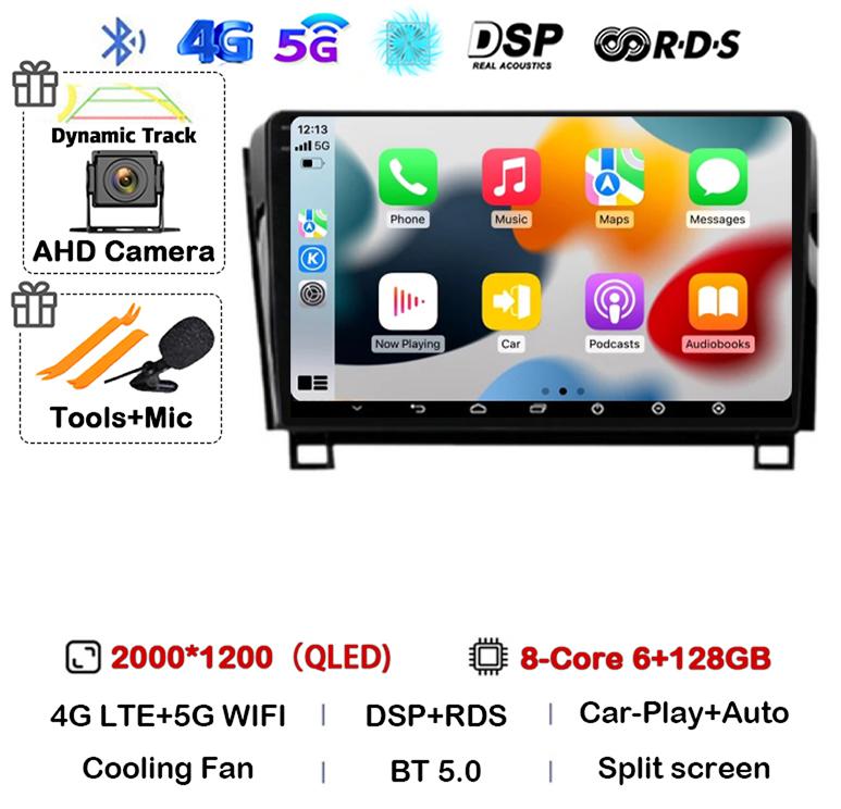 Android 14 Car Radio GPS Audio For Toyota Tundra XK50 2007-2013 Sequoia XK60 2008-2017 Multimedia Video Player Navigation Stereo