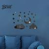Decorative Mirror Wall Decals 3D Star Moon Cloud Stickers Self Adhesive Decals