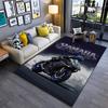 Area Rug, Yamaha Black Motorcycle Rider Graffiti Purple Smoke Illustration Print, Man Cave Decor, Non-Slip Mat