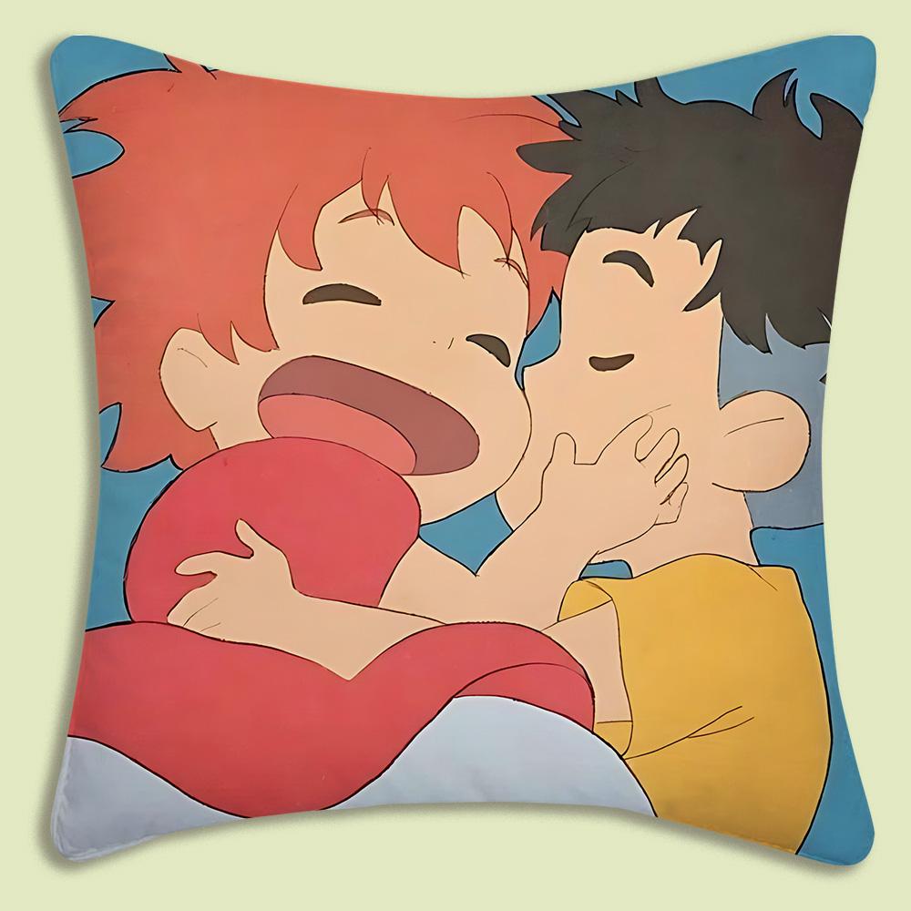 Cute Cartoon Ponyo Pillow Covers Cartoon Sofa Decorative Home Double-Sided Printing Short Plush Cute Cushion Cover