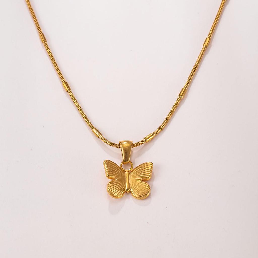 Butterfly Cross Necklace - Women's Luxury Stainless Steel Layered Chain