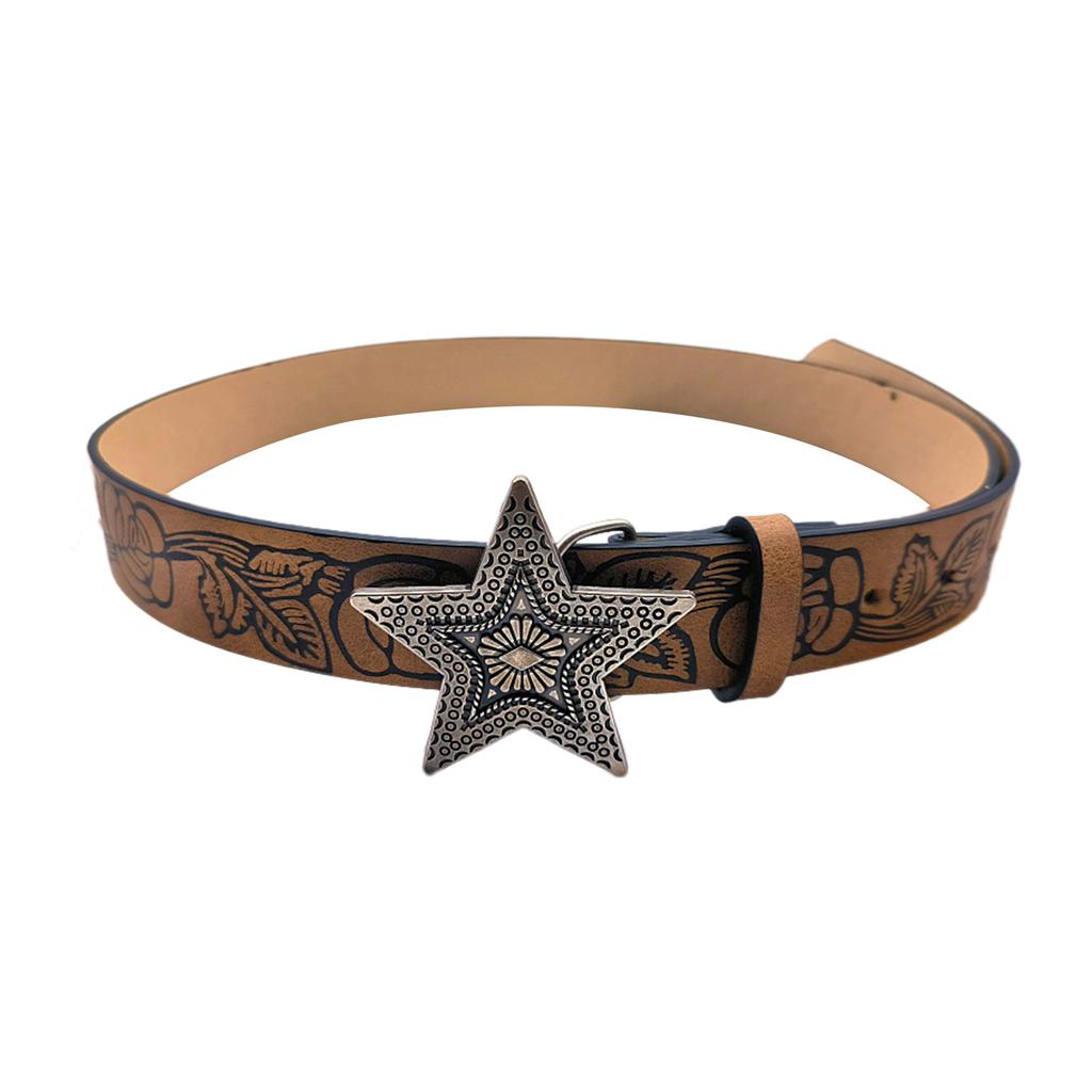 Creative PU Leather Waist Belt Adjustable Length Star Buckle Belt Girl Women Decorative Waist Belt for Coat Skirts Jeans
