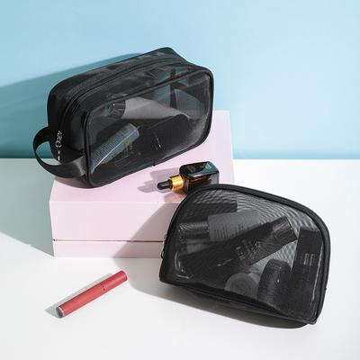 Schwarze Reise Kosmetiktasche Damen Reißverschluss Make-up Transparente Make-up Tasche Organizer Aufbewahrungstasche Toilettenartikel Beauty Waschset Taschen