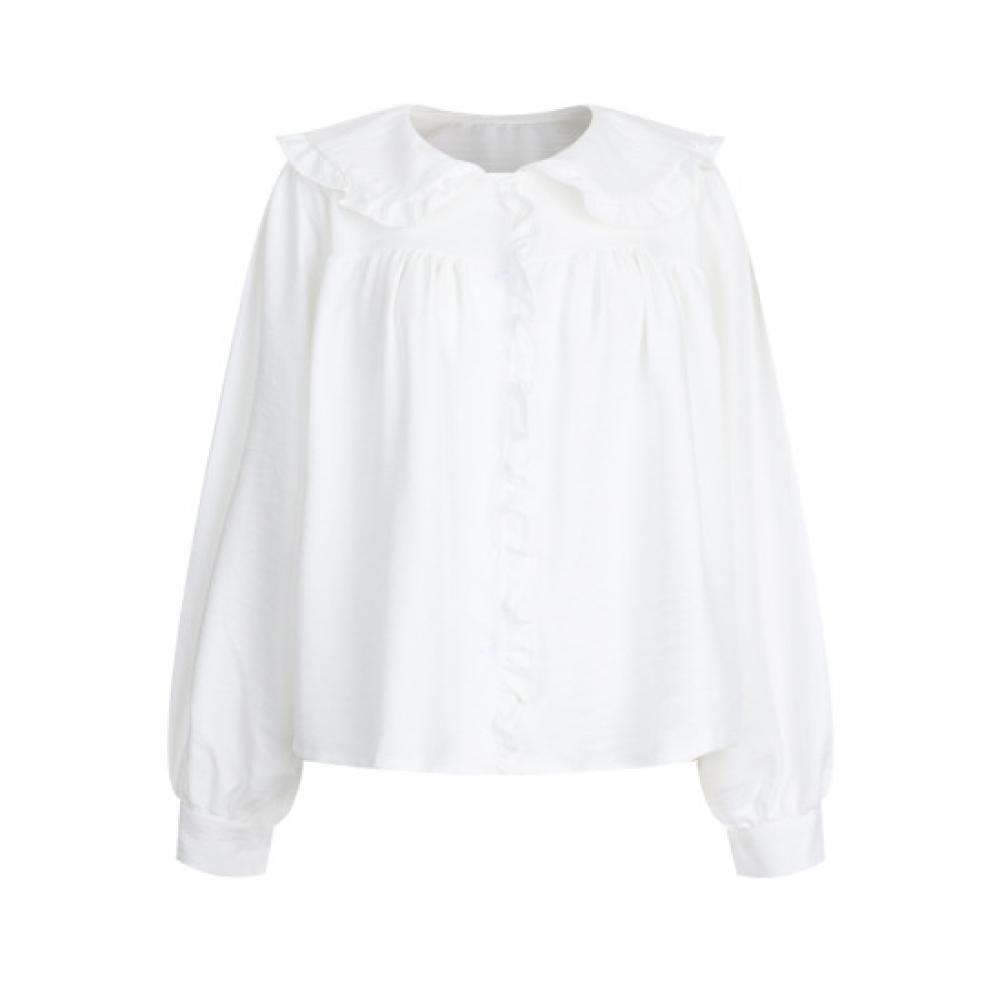 Shop Women S Spring New Lace Peter Pan Collar Frill looSe Fit blouSe Egg Wbl 20774 White