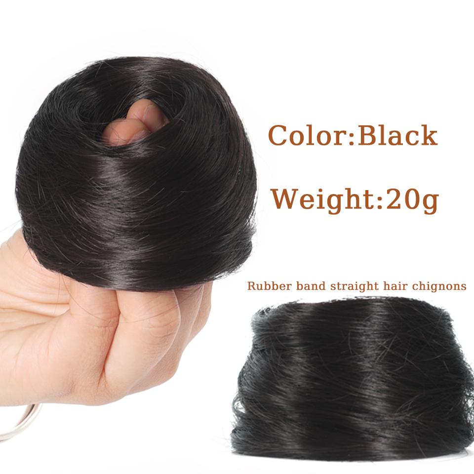 1PC Synthetic Hair Bun Curly Straight Hair Messy Bun Scrunchies Updo Hair Bands Elastic Band Hairpieces For Women Straight Fring