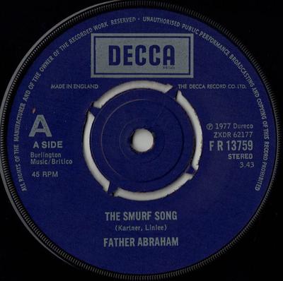 7inch Record VADER ABRAHAM  The Smurf Song FR13759 Decca 1978 UK Childrens Used