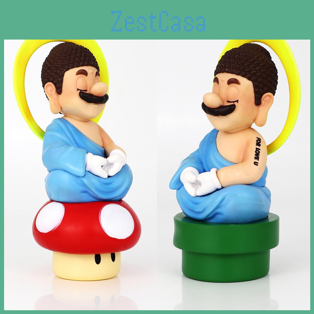 Cross-border Lucky Mario Handheld Ornaments Super Mario Anime Handheld Buddha Mario Desktop Ornaments Pvc Color Box