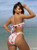2024 Sexy Floral Lace Bandeau Split Swimsuit Bikini