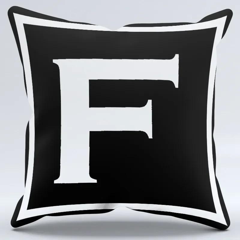 Simple Black and White Letter Print Pattern Home Bedroom Living Room Sofa Car Office Decoration Pillowcase