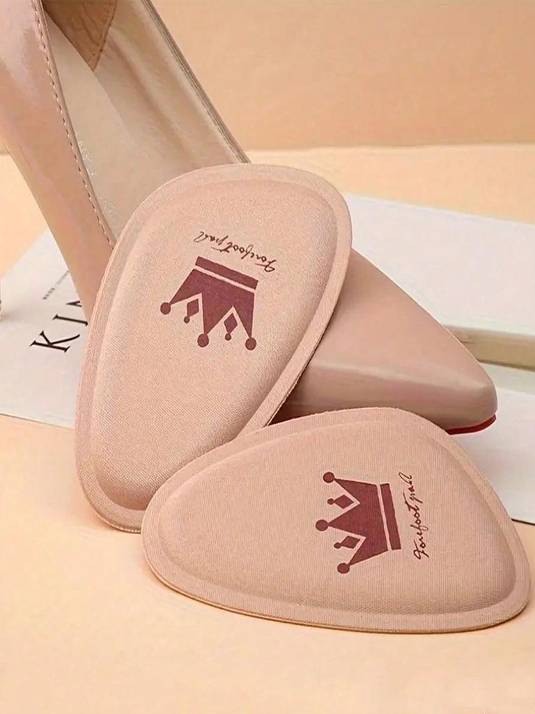 1pair Women's Half Size Shoe Inserts, Anti-Slip Breathable Sweat-Absorbing Foot Pads