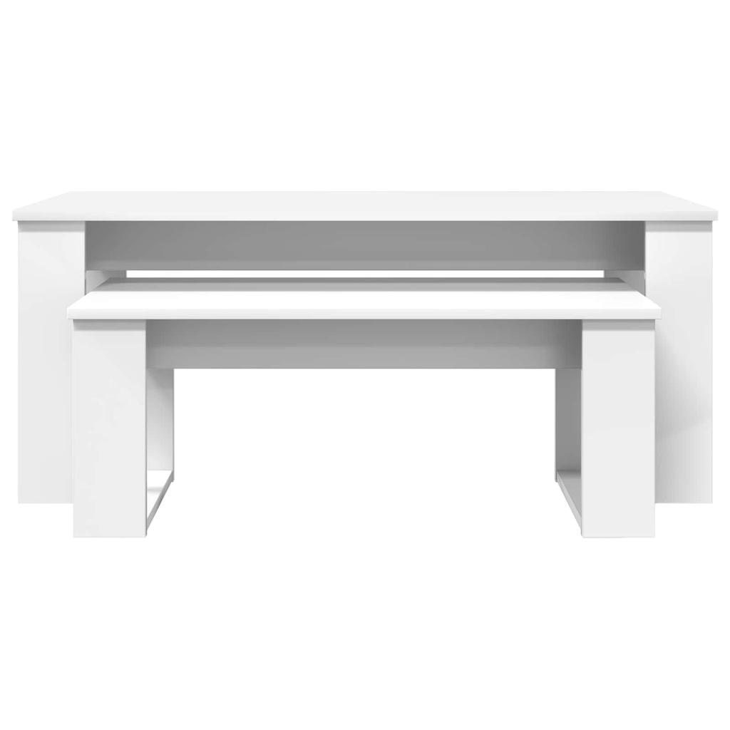 Coffee Table Set 2 Pieces White 100 X 50 X 42 Cm Engineered Wood