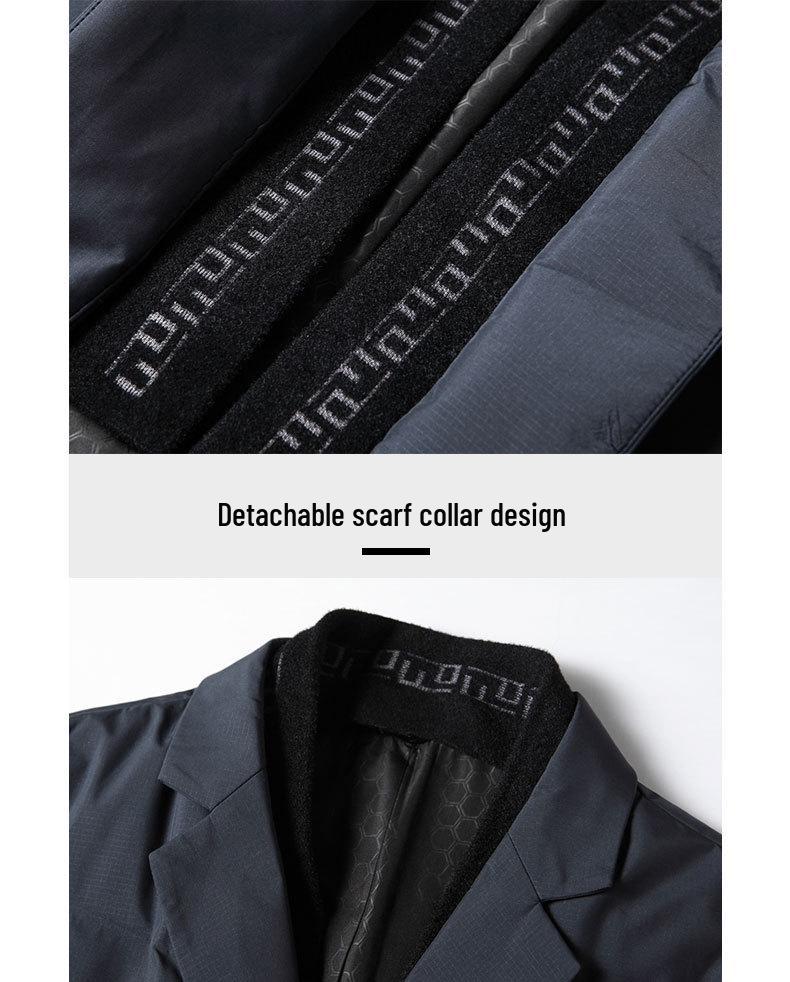 Men's Lightweight Down Jacket with Scarf Collar - Fall/Winter 2025 Collection, Casual Suit Style for Middle-Aged and Young Adults.