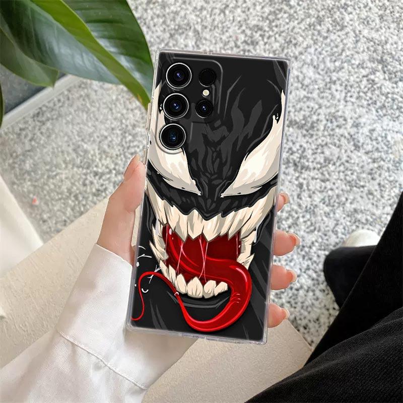 Marvel Venom Black Art Transparent S26 Case For Samsung Galaxy S26 S25 Ultra S24 S22 S26 Plus S20 S23 S21 S25 FE 5G Clear Cover
