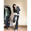 Autumn 2025 Women’s Street Style Slim Zip-Up Sweatshirt & Wide Leg Pants Set