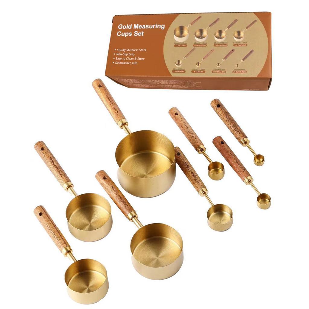 8-Piece Measuring Cup and Spoon Set, Suitable for Coffee Weighing, Cake Baking and Kitchen Use