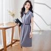 Women's Polo Collar Shirt Midi Dress