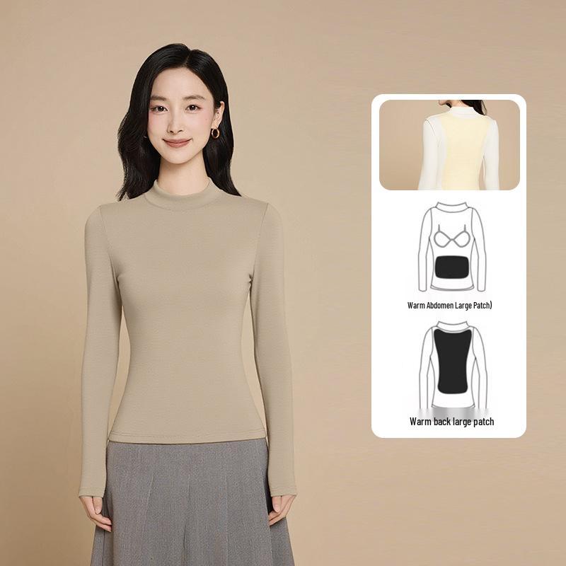 

Женский термобелье с длинным рукавом и полувысоким воротом, с теплыми вставками на груди, для осени/зимы L (53-60 kg) коричневый/бежевый