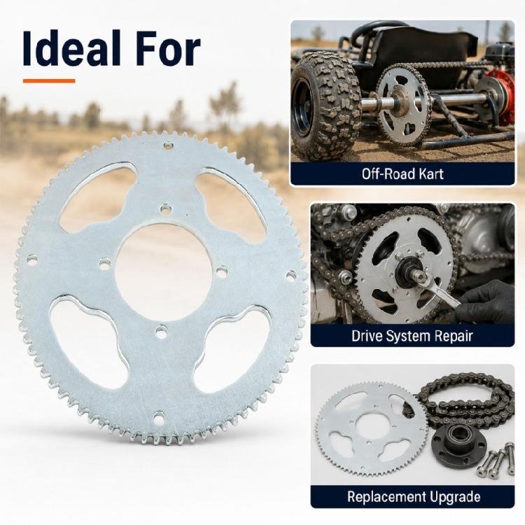 25H Steel Rear Gear for Chain Drive Replacement, 80 Tooth Silver Wheel with 4 Bolt Mounting Pattern and 54 Mm Center Bore for Small Vehicle Service