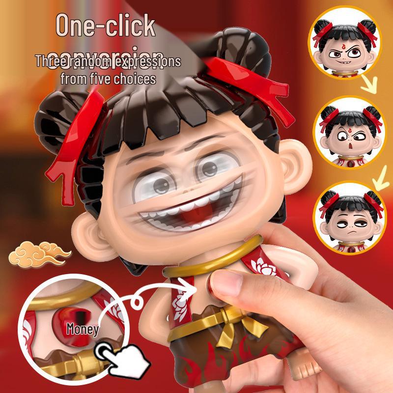 Nezha Emoji Face-Changing Toy Pendant: Fun & Creative Decompression Ornament