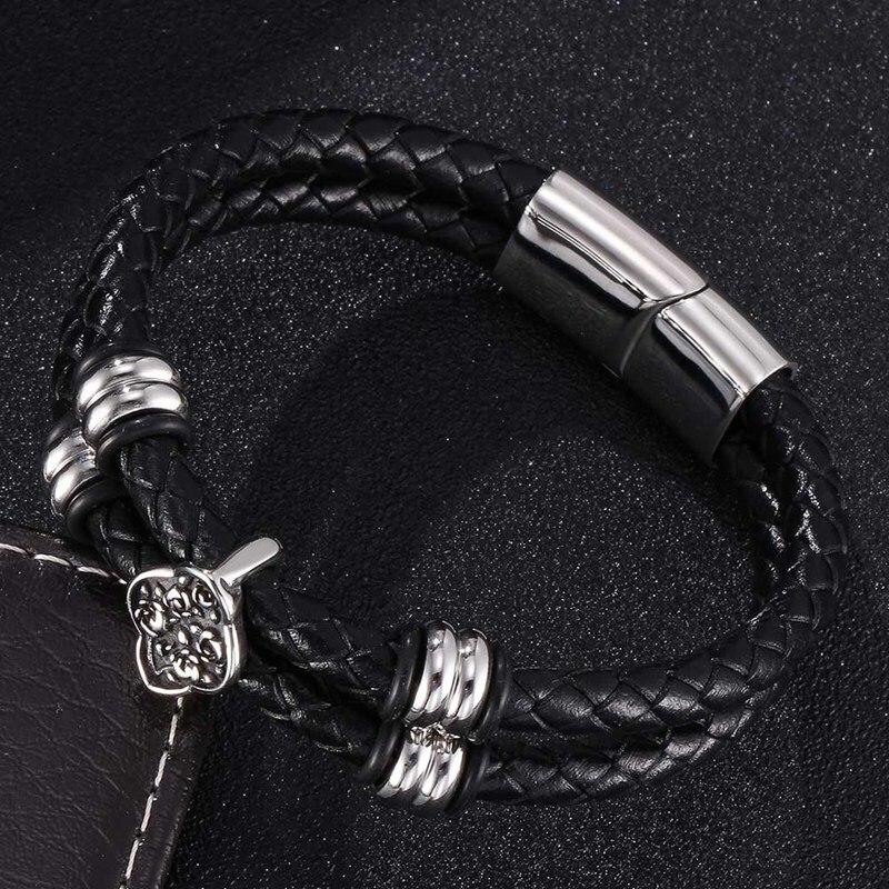 Fashion Men Women Double Leather Bracelet Trinkets Bangles Fashion Punk Male Jewelry