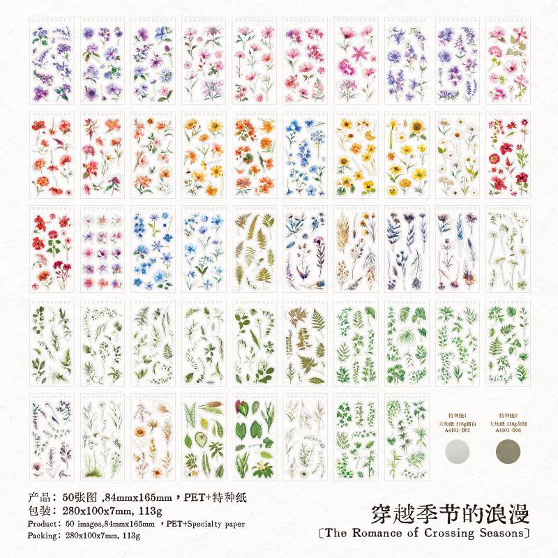 

50 Sheets Plant theme Stickers book Decorative Hand Account Diary Album Scrapbooking accessories Junk Journal Supplies