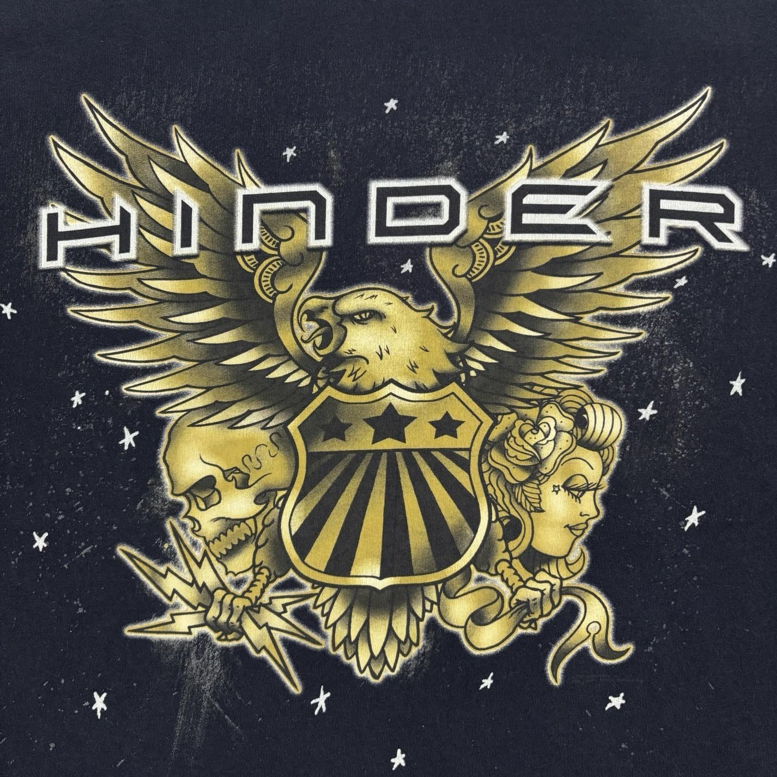 Rare Hinder Logo Music Tour Y2K Rock T-shirt S to 5XL PA384 S