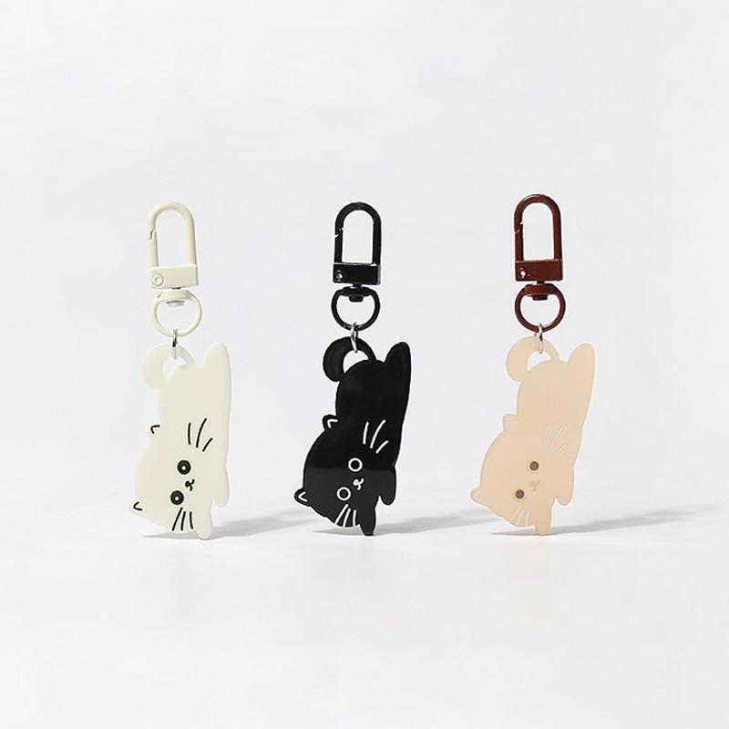 Simple Cute Acrylic Cat Car Keychain Pendant Backpack Pendant Cartoon Daily Versatile Hanging Jewelry Accessories