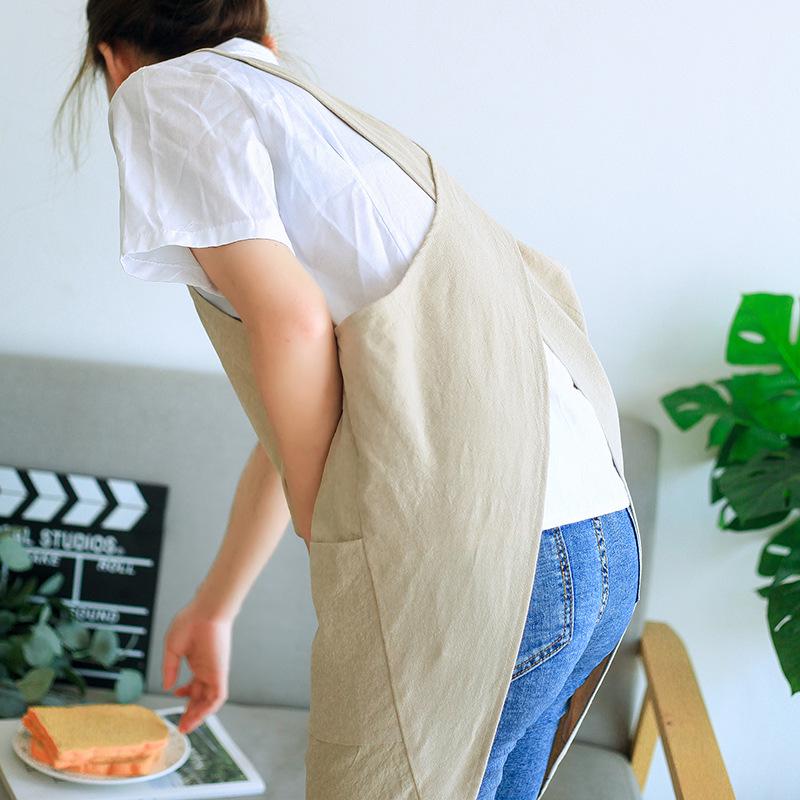 Küchenschürze für Damen im koreanischen Stil, Retro, pastoral, mit Doppelträgern