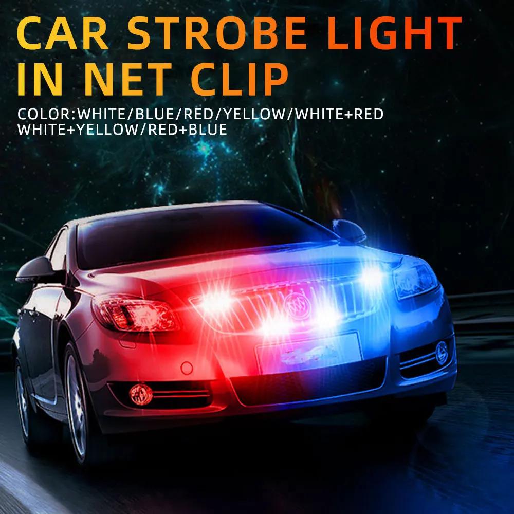 4 In 1 Rot Blau Notfall Blitzer Lichter Polizei Lichter 12V Mit Drahtloser Fernbedienung Blitz Kühlergrill Licht für Autos LKW Van SUV