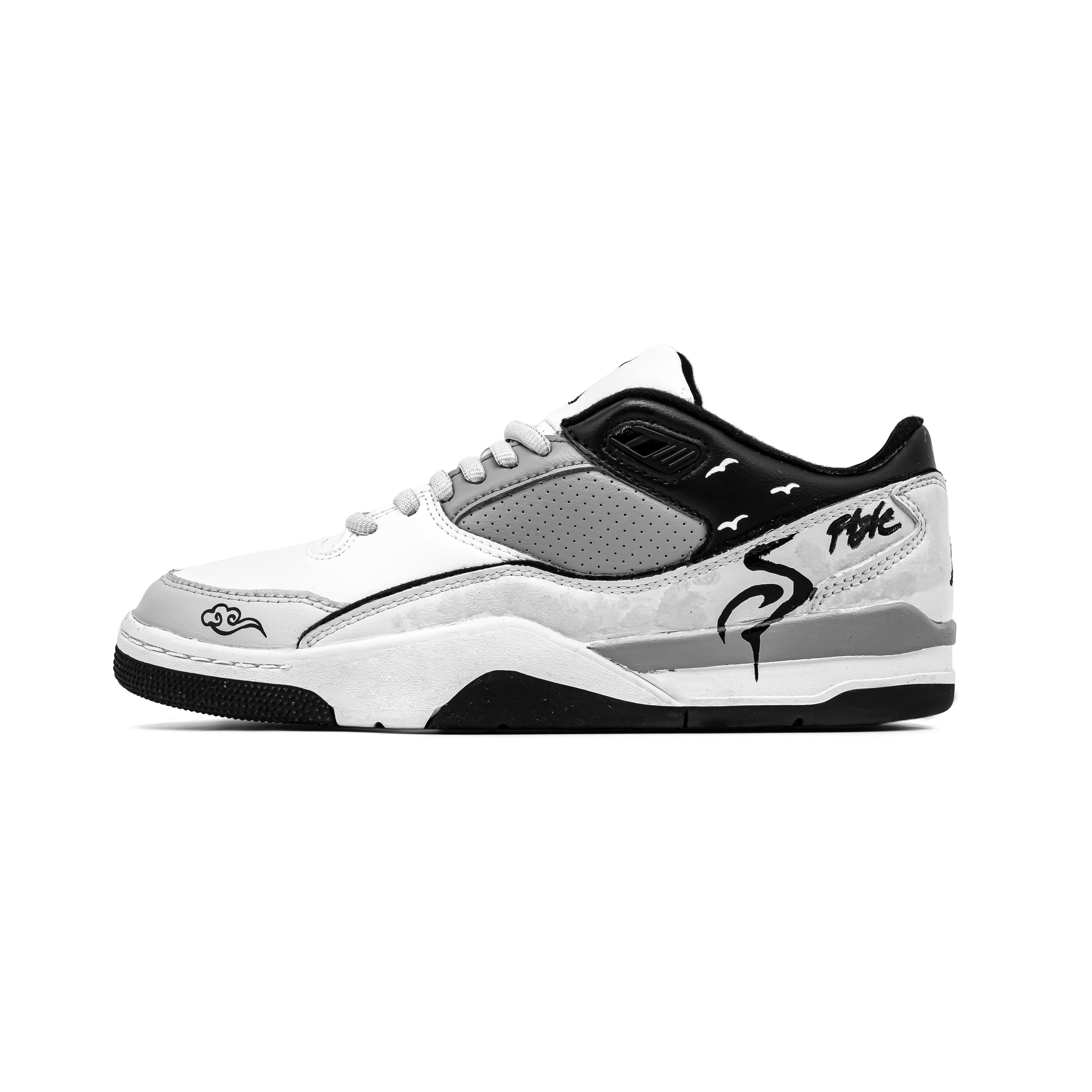 

Jordan FLIGHT COURT Mystic Crane Gray Leather Abrasion Resistant Low top Vintage Basketball Shoes Unisex White Gray HF3255-100(Team1068-) 41