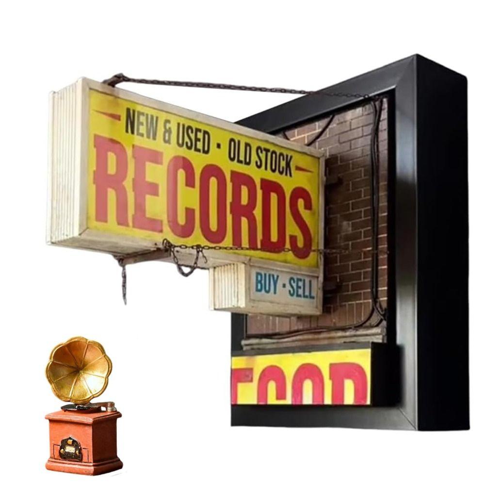 3D Miniature Record Store Retro Wall Light Retro Record Player Wall Light  Record Collector Gift