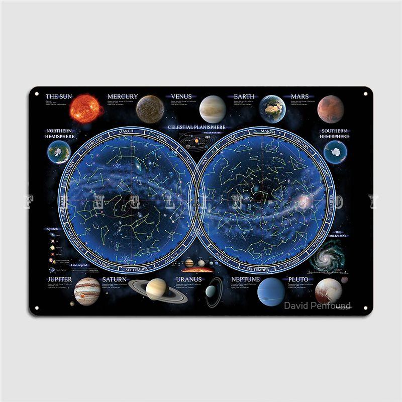 

Celestials Planisphere Poster Metal Plaque Cinema Garage Classic Plaques Pub Garage Tin Sign Poster 20x30cm（7.8x11.8inch）