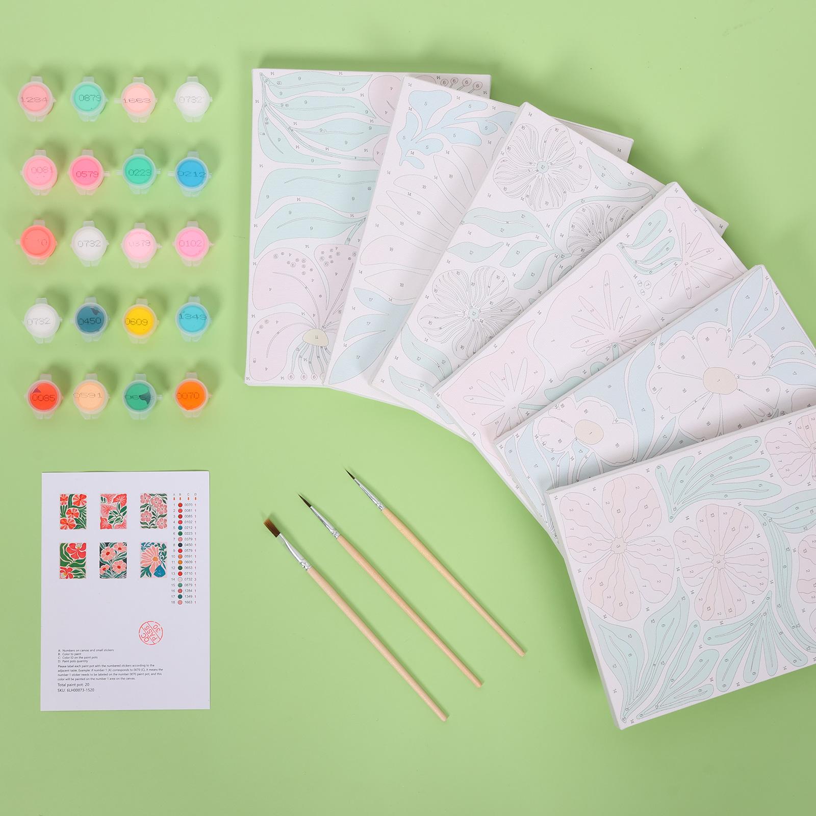 

Набор для рисования по номерам 6 шт. DIY для взрослых Легкий набор для рисования по номерам DIY с рамками, кистями для начинающих Декор для дома, рабочего стола Подарок