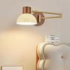 Reversible Angle Retro Walnut Color Solid Wood Wall Light Bedroom Dining Room Universal Swing Wall Light E27 Reading Work Light