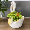 White Swan Planter Resin Pot Outdoor Animal Swan Couple Flower Plant Container