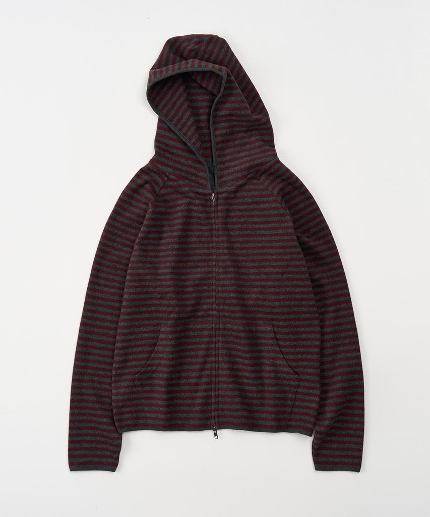Toffee Striped Fleece Zip-Up Hoodie (Burgundy/Charcoal)