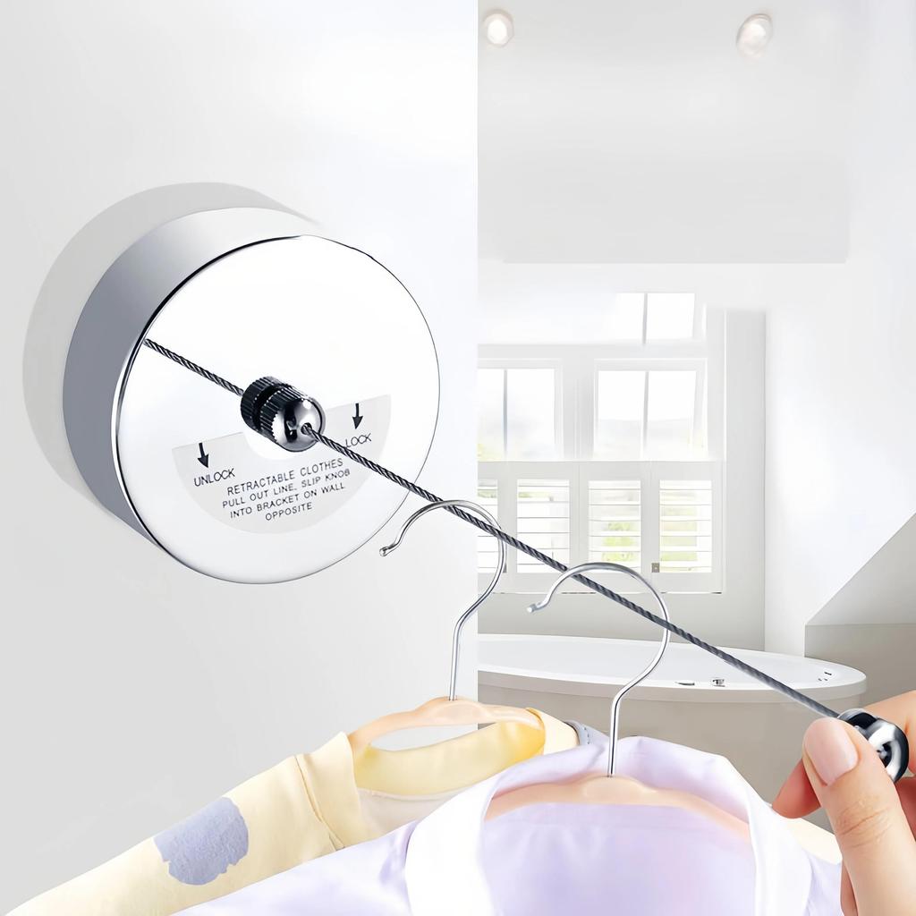 Wall-mounted Clothes Line Windproof 2.8m Adjustable Strength Nylon Durable Non-slip Drying Rack Rope Laundry
