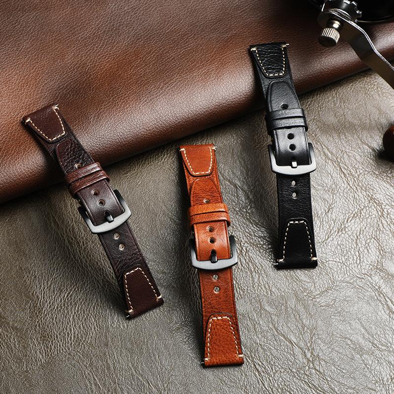 Double-sided First-layer Cowhide Genuine Leather Watch Is Suitable for Huawei Samsung Smart Strap Wristband 20mm 22mm Bracelet