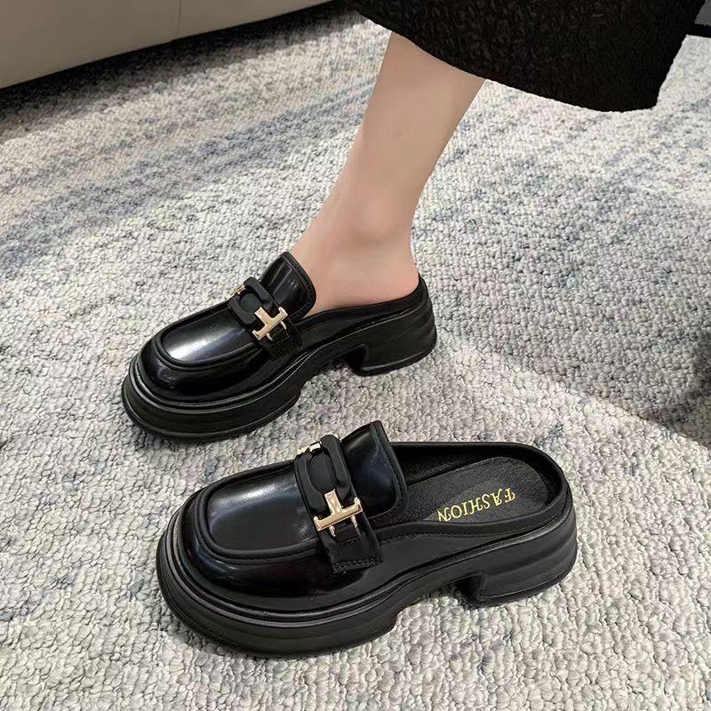 Half Slippers Women Wear Thick-Soled Muffins Women'S High Heels Summer Loafers