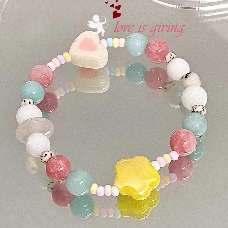 Summer Rainbow Beaded Freshly Designed Unique Cute Star Elastic Bracelet Handwear