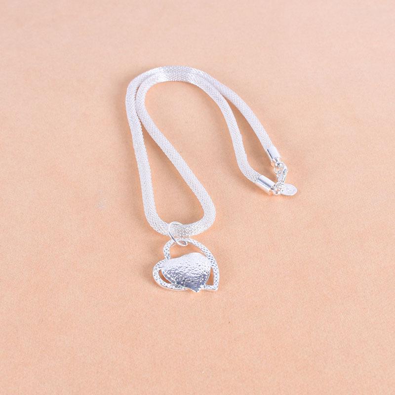 Sui Bian Korean Fashion Silver Plated Heart Clavicle Necklace for Women