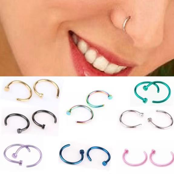 Stainless Steel Electroplated C-Shaped Nose Stud Piercing Jewelry, European and American Fashion Style.