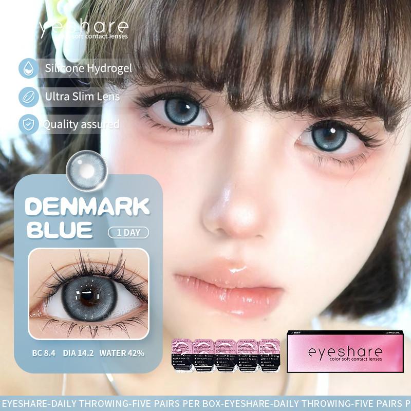 EYESHARE DENMARK New Daily Disposable Contact Lenses Colored 1Day Blue Lens 10Pcs/5Pair Eyes Lense