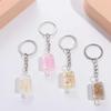 Glow Cup Fruit Ice Cream Keychain Acrylic Pendant Flower Slice Keyring Jewelry Gifts   Car Keychain